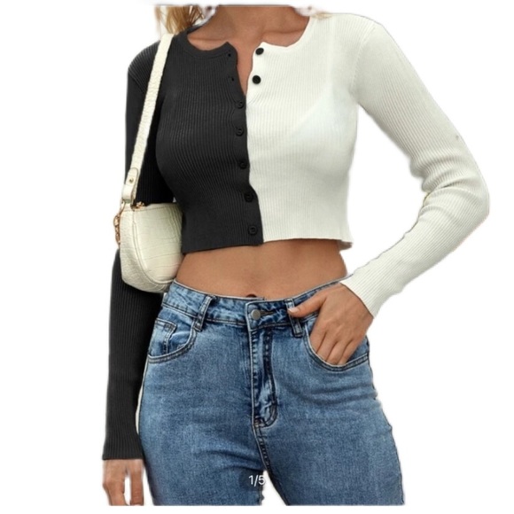 SHEIN Tops - Two-Tone button down top